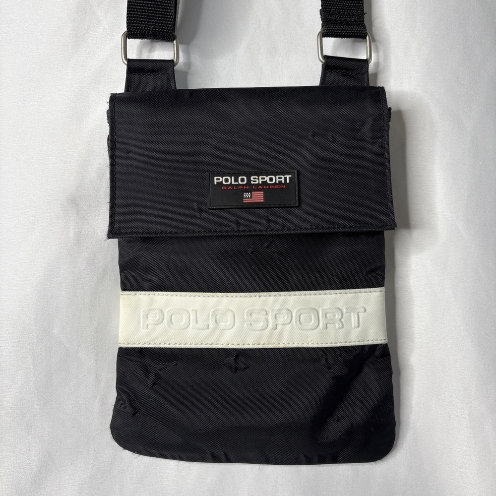 Vintage 90s Y2K Ralph Lauren Polo Sport Crossbody Bag Purse Travel Black